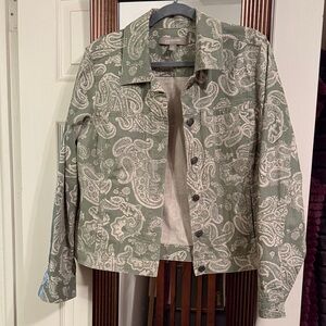 Croft & Barrow Olive and Beige Paisley Jean Jacket